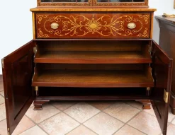 Pamono English Sideboard Bookcase in Mahogany Feather with Maple Inlay Grafts, 19th Century