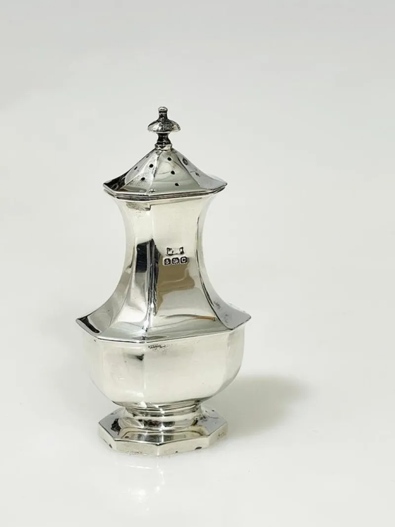 Best Pamono English Silver Condiment Set attributed to Mappin & Webb, Birmingham, 1927, Set of 6