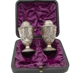 Online Pamono English Silver Salt and Pepper Shakers, 1840s, Set of 2
