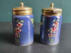 Pamono English Silver-Plated and Lusterware Cruet Set from John Turton & Co., Sheffield, 1920s, Set of 4> Salt & Pepper Shakers