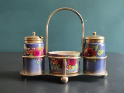 Pamono English Silver-Plated and Lusterware Cruet Set from John Turton & Co., Sheffield, 1920s, Set of 4><noscript><img width=