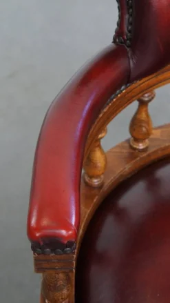 Clearance Pamono English Style Red Cowhide Height-Adjustable Chesterfield Swivel Office Chair