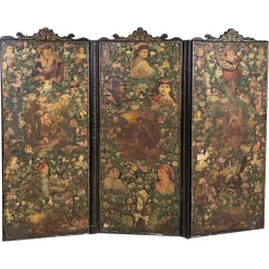 Sale Pamono English Wooden Screen with Portraits and Floral Collage, 1800s