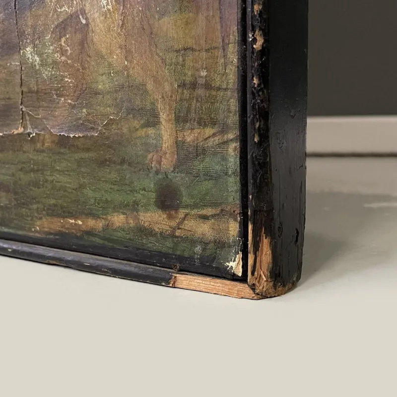 Sale Pamono English Wooden Screen with Portraits and Floral Collage, 1800s