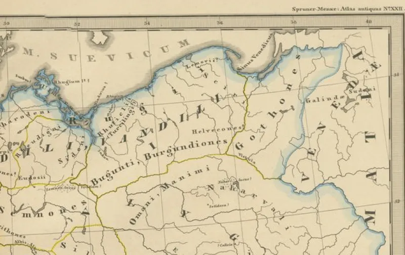 Clearance Pamono Engraved Map of Roman Frontiers, 1880