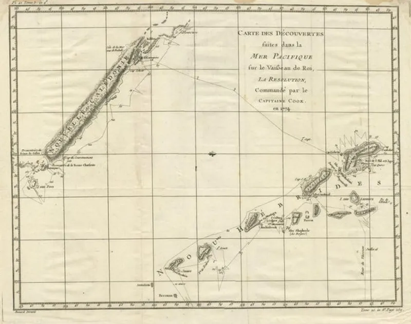 Pamono Engraving of the Track of Captain Cook's Resolution in the Pacific, 1780> Wall Decor