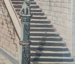 Sale Pamono Enrico Bianchini, Firenze Cortile del Bargello, Oil on Canvas, Framed