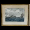 Best Pamono Eric Tuffnell, Painting of Naval Battle Sinking of Battleship Yamato April 1945, 1960s, Watercolor, Framed