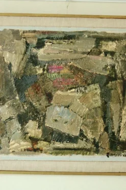 Pamono Erik Emanuelsson, Abstract Composition, Mid-20th Century, Oil on Panel, Framed