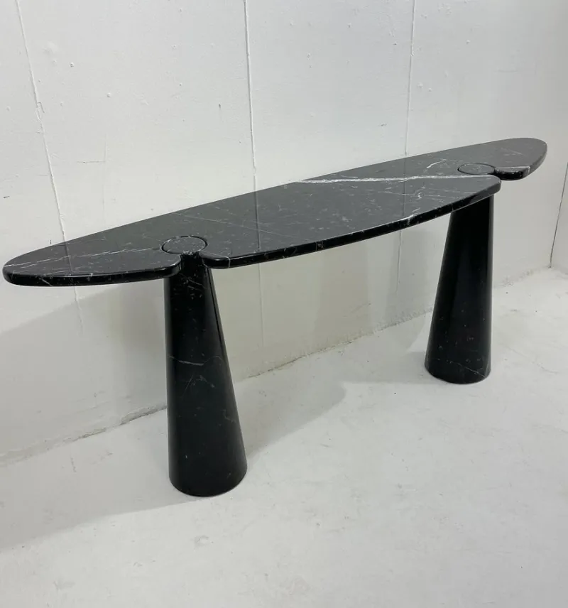 Pamono Eros Console in Black Marble by Angelo Mangiarotti, 1970s> Console Tables