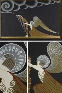 Pamono Erté, The Angel with the Harp, 1926, Color Lithograph> Art Deco