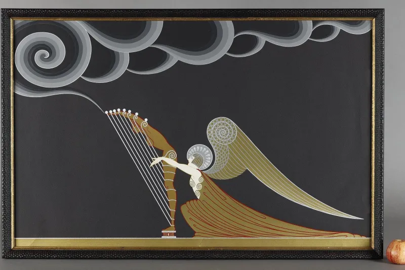Pamono Erté, The Angel with the Harp, 1926, Color Lithograph> Art Deco