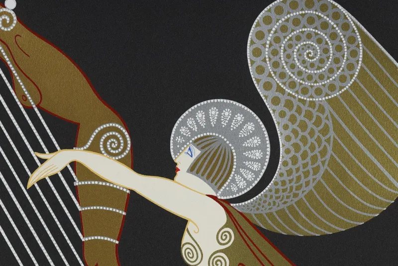 Pamono Erté, The Angel with the Harp, 1926, Color Lithograph> Art Deco