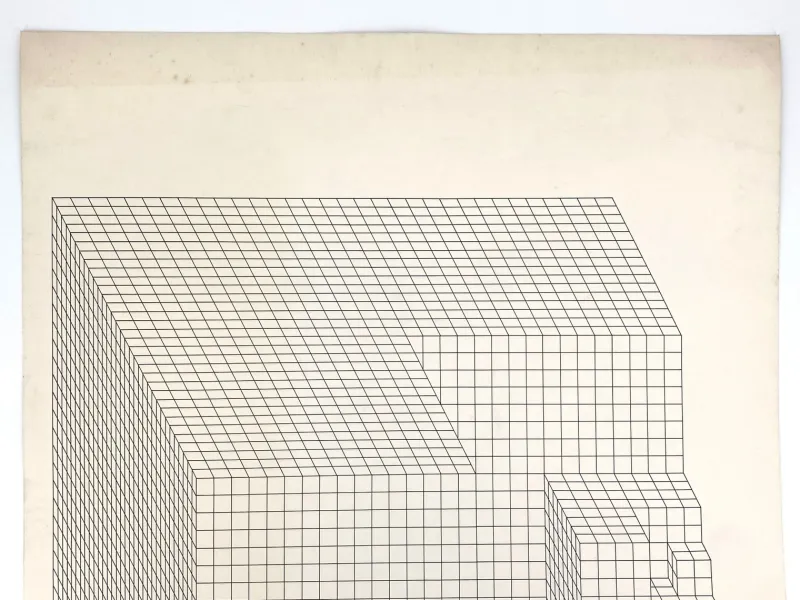 New Pamono Erwin Heerich, Large Constructive-Concrete Composition, 1950s, Screen Print