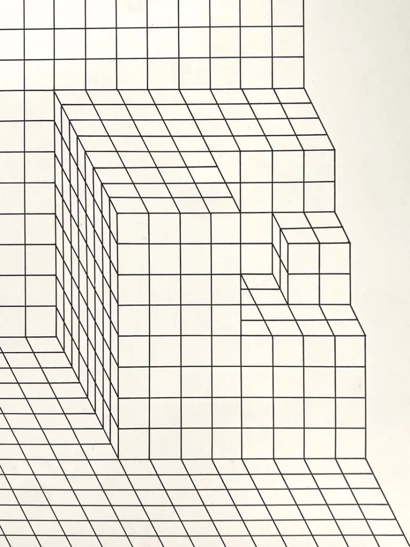 New Pamono Erwin Heerich, Large Constructive-Concrete Composition, 1950s, Screen Print