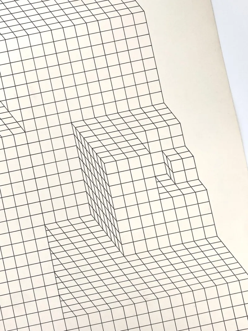 New Pamono Erwin Heerich, Large Constructive-Concrete Composition, 1950s, Screen Print