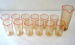 Pamono Esagonali Tumblers and Pitcher by Carlo Scarpa, Set of 13><noscript><img width=