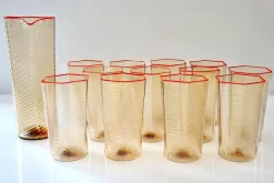 Pamono Esagonali Tumblers and Pitcher by Carlo Scarpa, Set of 13><noscript><img width=