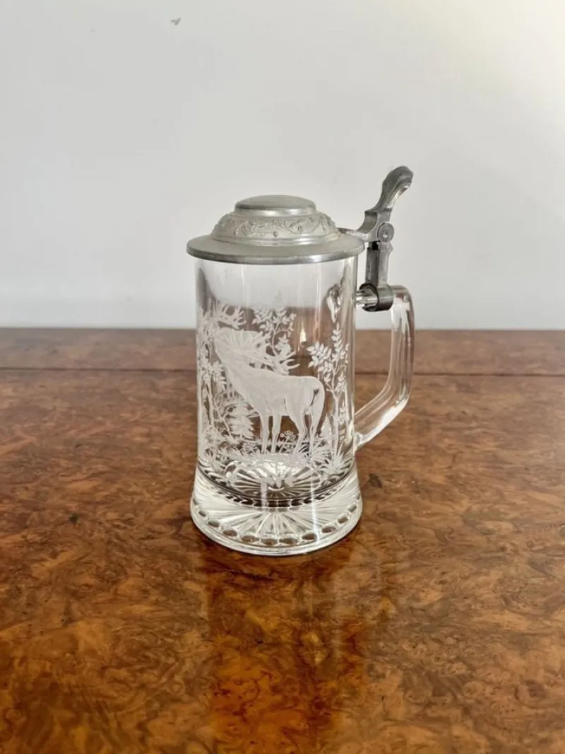 Pamono Etched Glass Tankard, 1920s> Glassware