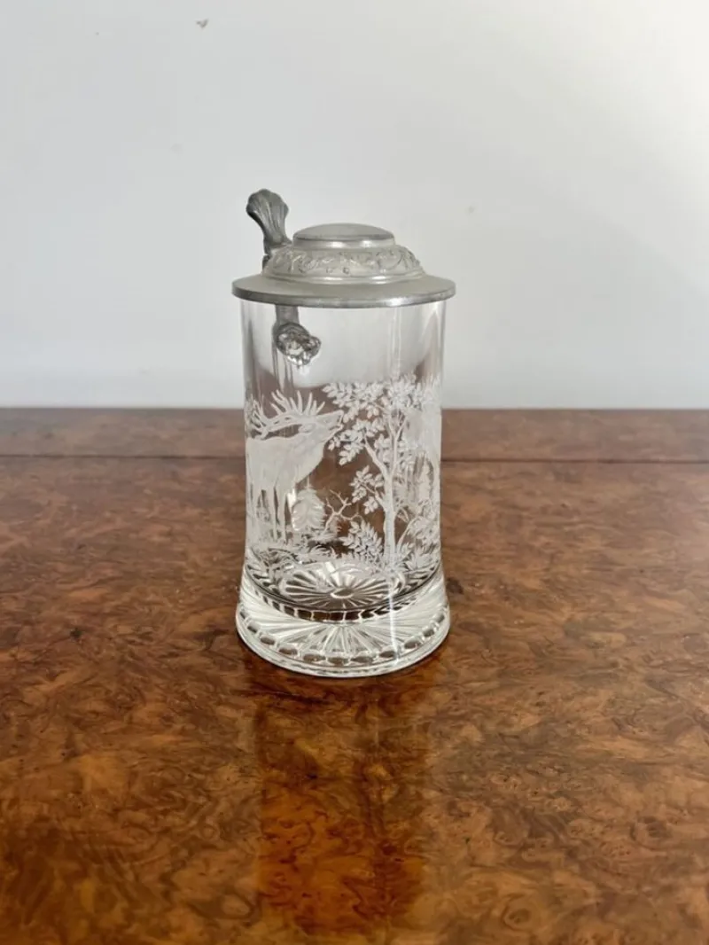 Pamono Etched Glass Tankard, 1920s> Glassware