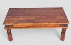 Pamono Ethnic Teak Coffee Table with Iron Fastenings, Northern India><noscript><img width=