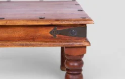 Pamono Ethnic Teak Coffee Table with Iron Fastenings, Northern India><noscript><img width=
