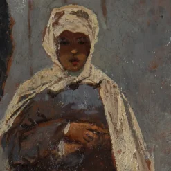 Pamono Ettore Cercone, Female Portraits, 1885, Oil Painting, Framed><noscript><img width=