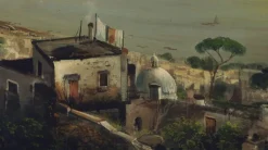 Pamono Ettore Ferrante, Italian Landscape Painting, Naples, Posillipo School, Oil on Canvas, Framed><noscript><img width=