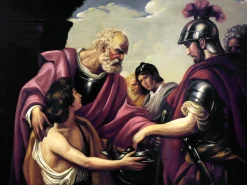 Discount Pamono Ettore Frattini, Flavius Belisarius (Homage to François-André Vincent), 1600s, Oil Painting, Framed