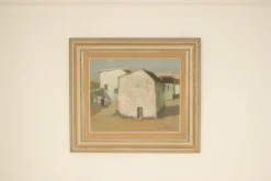 Pamono Evert Färhm, Houses, 1960s, Oil on Panel, Framed> Mid-Century|Painting
