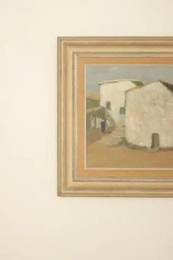 Pamono Evert Färhm, Houses, 1960s, Oil on Panel, Framed> Mid-Century|Painting