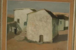 Pamono Evert Färhm, Houses, 1960s, Oil on Panel, Framed><noscript><img width=