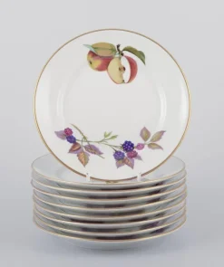 Pamono Evesham Porcelain Plates with Fruit Motifs from Royal Worcester, England, 1980s, Set of 9> Dinner Plates & Bowls