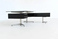 Sale Pamono Executive Corner Desk in Mahogany and Glass from Abbondinterni, Italy, 1970s