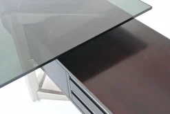 Sale Pamono Executive Corner Desk in Mahogany and Glass from Abbondinterni, Italy, 1970s