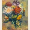 Clearance Pamono Expressionist Artist, Summer Bouquet, 1960s, Oil on Plate, Framed