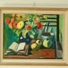Pamono Eyvind Olesen, Still Life with Book, Mid-20th Century, Oil on Canvas, Framed> Mid-Century