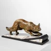 Pamono F. H. Danvin, Sculpture of a Fox, 1973, Bronze on Marble> Art Deco