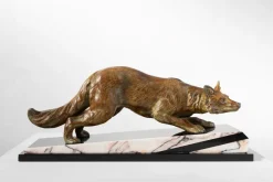 Pamono F. H. Danvin, Sculpture of a Fox, 1973, Bronze on Marble><noscript><img width=