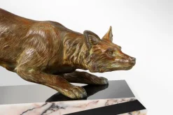 Pamono F. H. Danvin, Sculpture of a Fox, 1973, Bronze on Marble><noscript><img width=