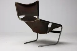 Pamono F444 Lounge Chair in Black Leather by Pierre Paulin for Artifort, 1965><noscript><img width=