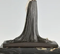 Hot Pamono F. Trinque, Art Deco Nude with Drape, 1920s, Bronze & Marble