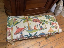 Pamono Fabric & Walnut Bench, 1930s><noscript><img width=