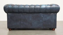 Hot Pamono Fantastic 2-Seater Leather Chesterfield Sofa with a Denim Blue Colour.