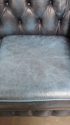 Hot Pamono Fantastic 2-Seater Leather Chesterfield Sofa with a Denim Blue Colour.