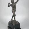 Pamono Fauno Danzante of Pompeii, Bronze on a Marble Base, Signed