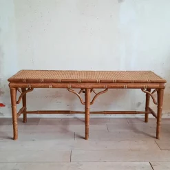 Pamono Faux Bamboo & Rattan Bench, 1980s> Benches