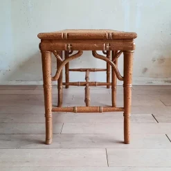 Pamono Faux Bamboo & Rattan Bench, 1980s><noscript><img width=