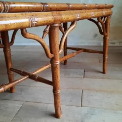 Pamono Faux Bamboo & Rattan Bench, 1980s><noscript><img width=
