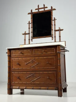 Discount Pamono Faux Bamboo Commode with Mirror, 1890s